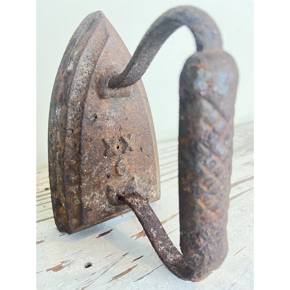 Antique #6 Cast Iron Sad Flat Iron Clothes Door Stop Rustic Vintage Farmhouse
